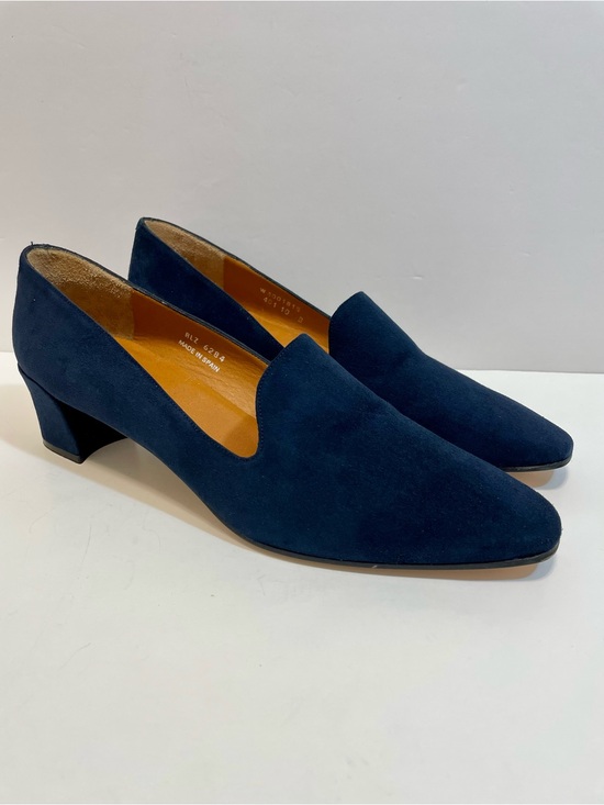 Ralph Lauren Shoes - Vintage Ralph Lauren Women’s Suede Block Heel Navy Loafers Size 10